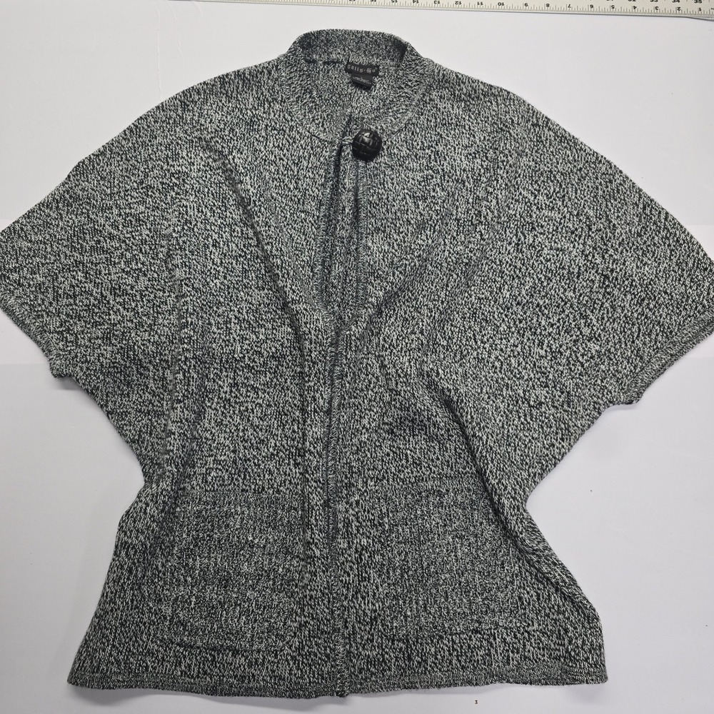 Tally-Ho Womens Gray Marled Knit Batwing Cardigan Sweater Single Button Size L